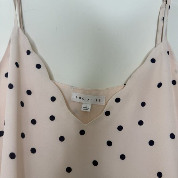 Socialite Blush Pink Polka Dot Camisole Tank Top Spaghetti Straps size Large NWT - Picture 7 of 11
